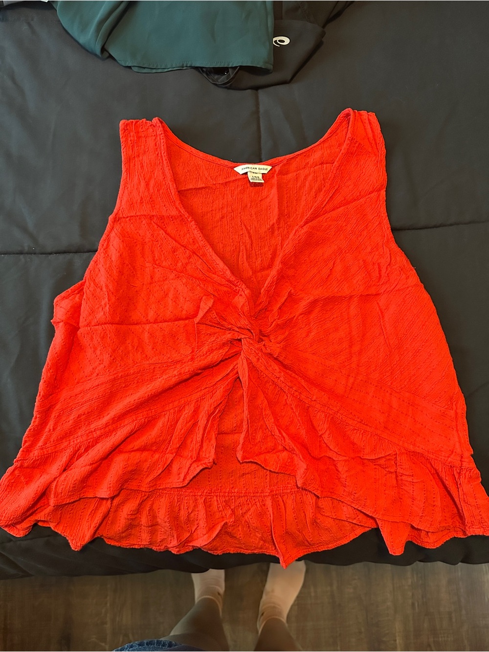 American Eagle Outfitters Red Twist-Front Sleeveless Camisole